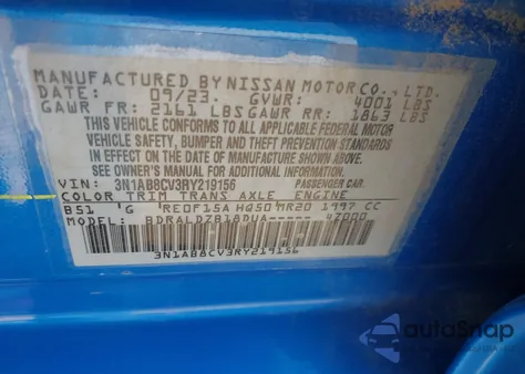 2024 Nissan Sentra Sv from USA, damaged, VIN 3N1AB8CV3RY219156